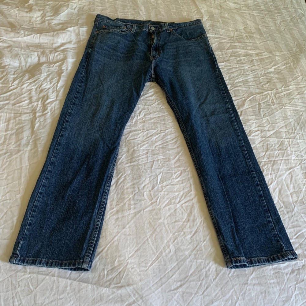 Levi's 38x30 Jeans 505 Regular Fit Blue Medium Wash Straight Leg Denim Pants